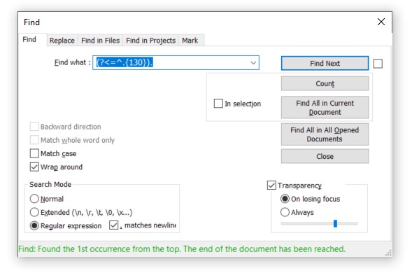 Notepad++ replace 2